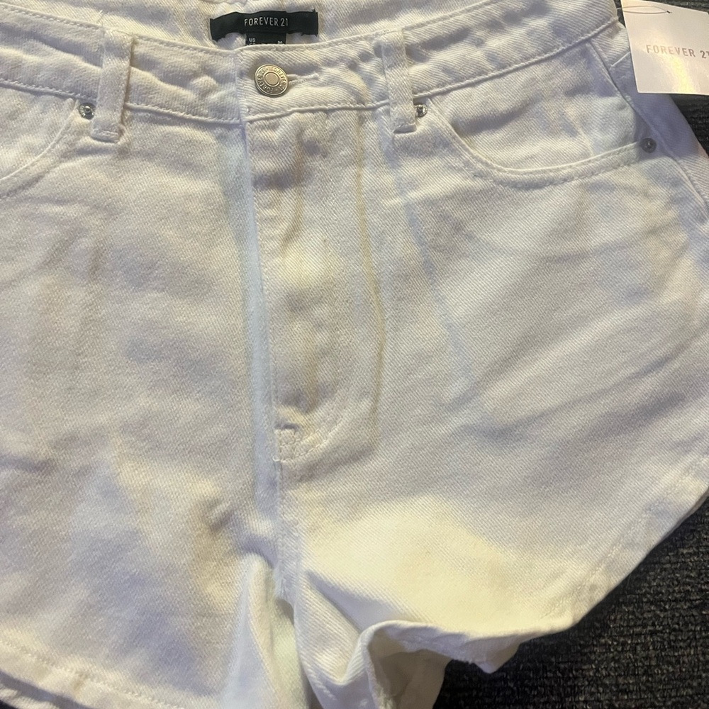 Forever 21 White Jean Shorts Distressed Casual